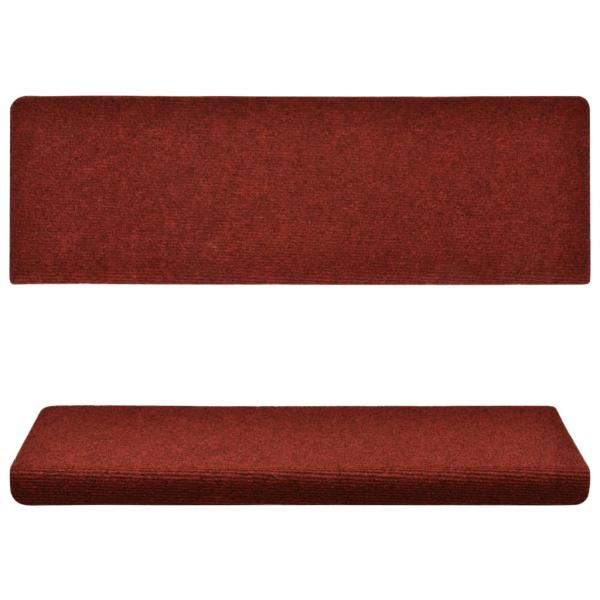 Stufenmatten Selbstklebend 15 Stk. 65x21x4 cm Bordeauxrot Rechteckiger Rand