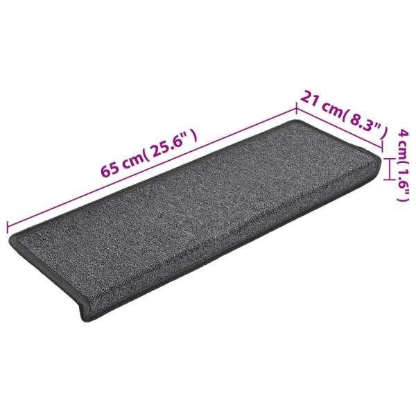 Teppich-Treppenstufen 15 Stk. 65x21x4 cm Dunkelgrau