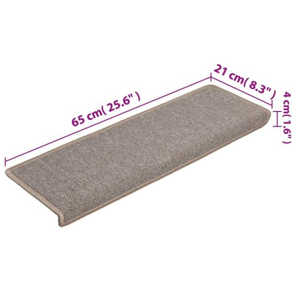 Teppich-Treppenstufen 15 Stk. 65x21x4 cm Hellbraun