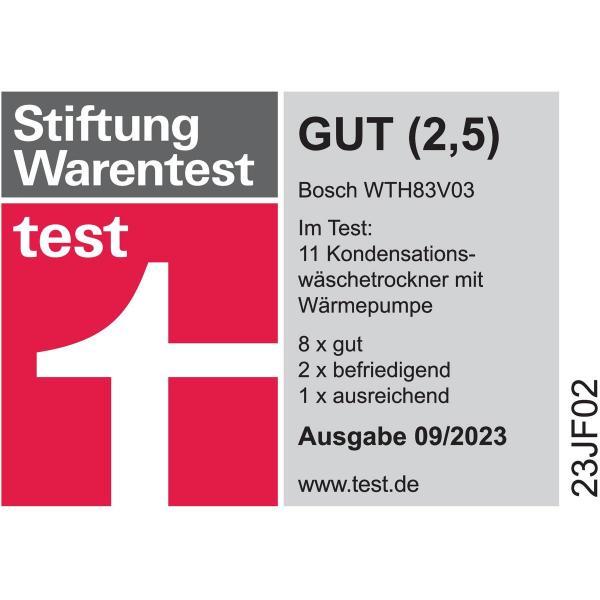 Bosch WTH83V03 Serie 4 7kg A++ Wärmepumpentrockner, 60cm breit, EasyClean, AutoDry, LED-Display, Restzeitanzeige, SensitiveDrying, weiß