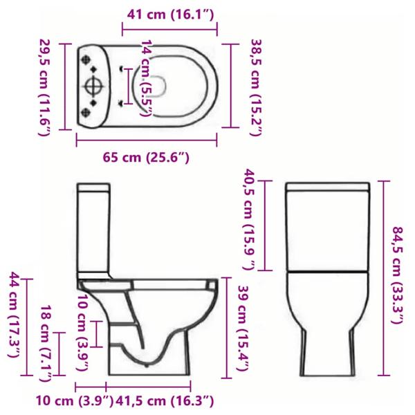 Keramik-Toilette Abgang Horizontal Schwarz