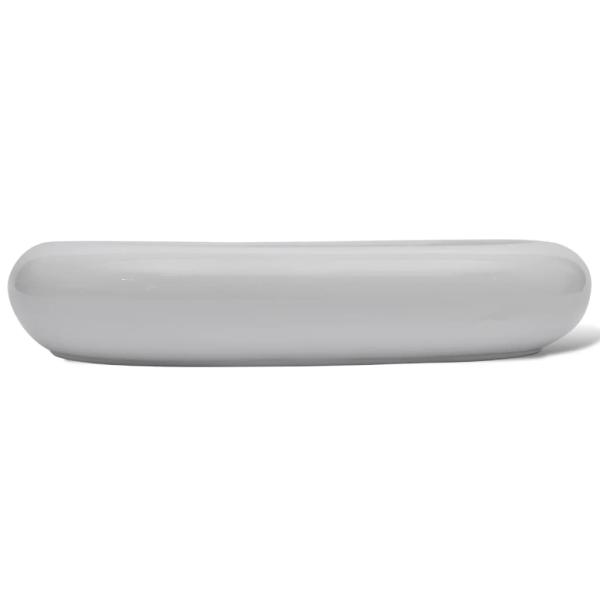 Keramik Waschtisch Waschbecken Oval Weiß 63 x 42 cm
