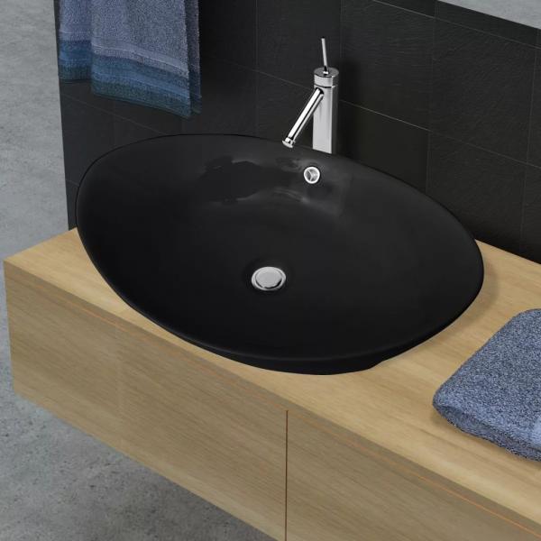 ARDEBO.de - Luxuriöses Keramik Waschbecken Oval Schwarz