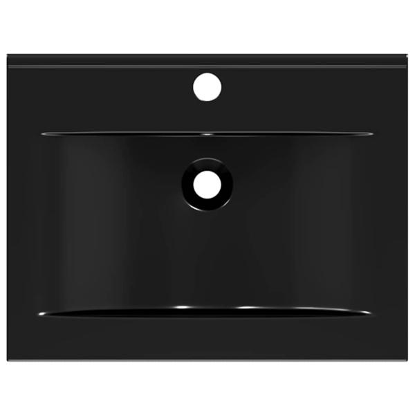 Luxus-Waschbecken Keramik Rechteckig Schwarz mit Hahnloch 60x46 cm