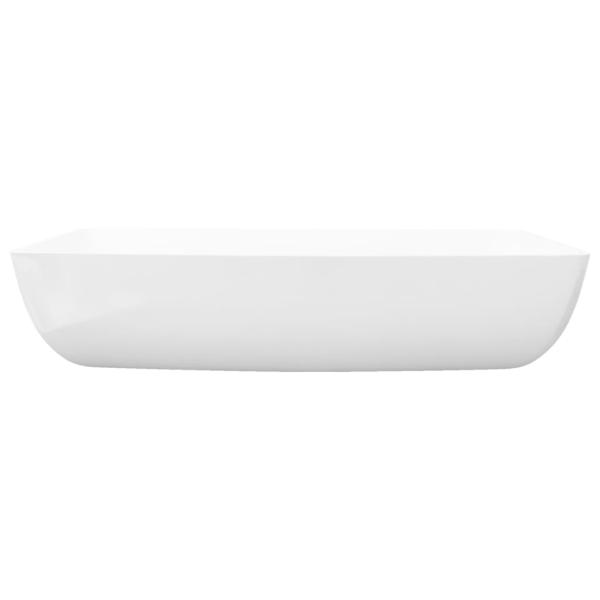 Keramik Waschtisch Waschbecken Rechteckig Weiß 71 x 39 cm