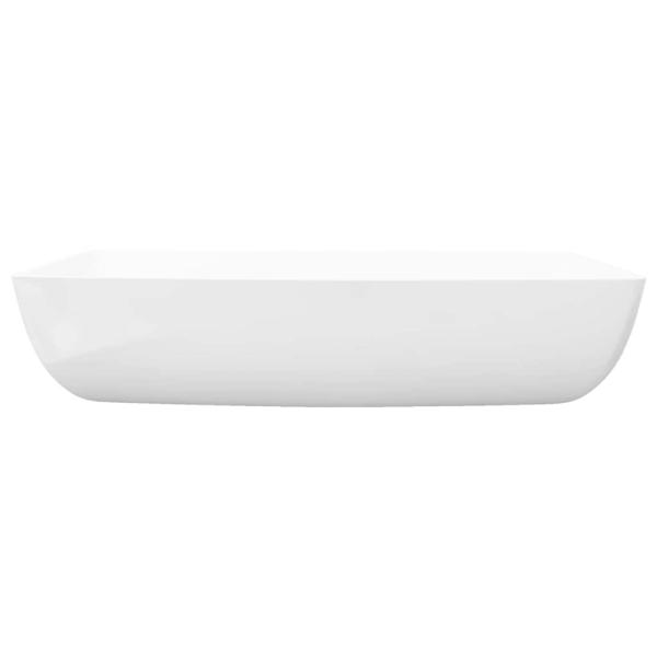 Keramik Waschtisch Waschbecken Rechteckig Weiß 71 x 39 cm