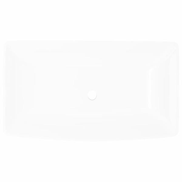 Keramik Waschtisch Waschbecken Rechteckig Weiß 71 x 39 cm