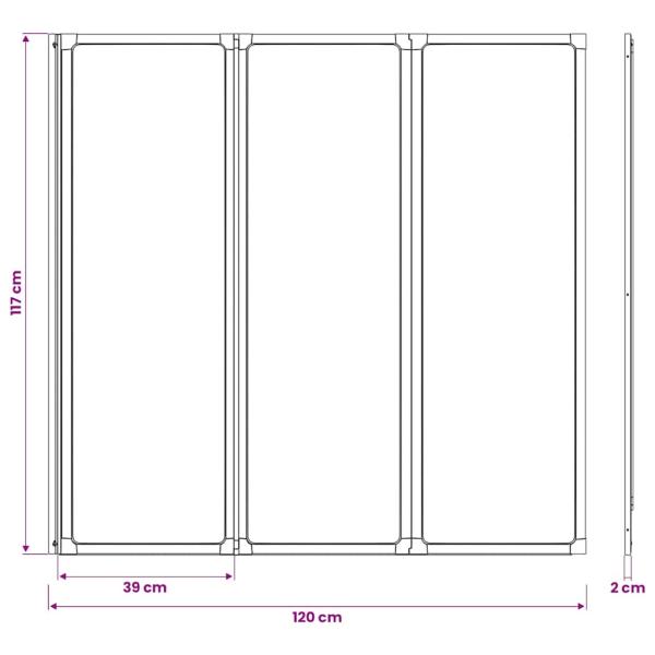 Duschwand 117x120 cm 3-teilig Faltbar