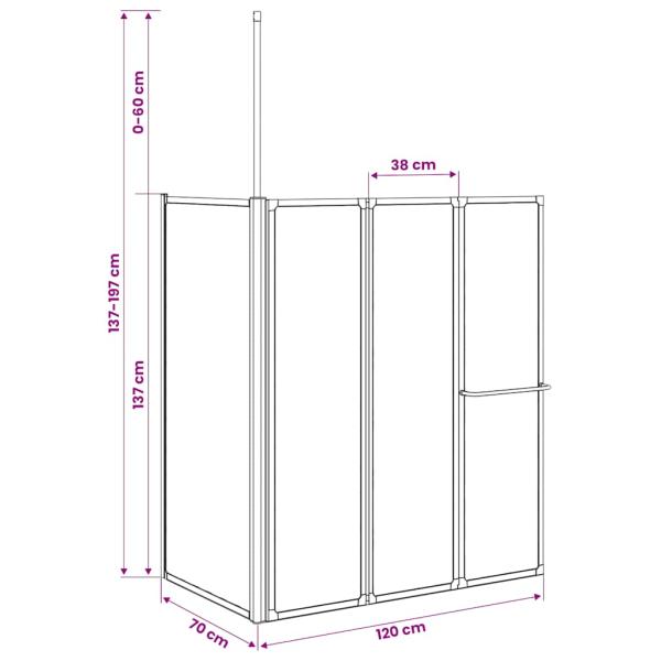 Duschwand L-Form 70x120x137 cm 4-teilig Faltbar 