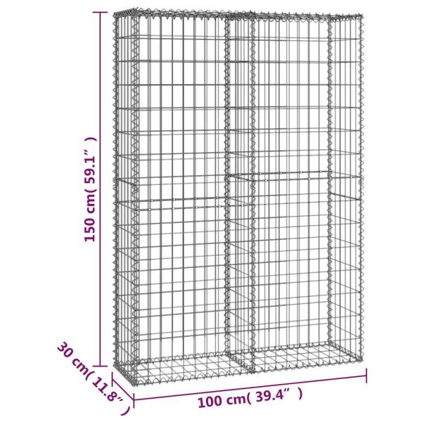 Steinkorb Gabione mit Deckeln Verzinkter Draht 150×100×30 cm 