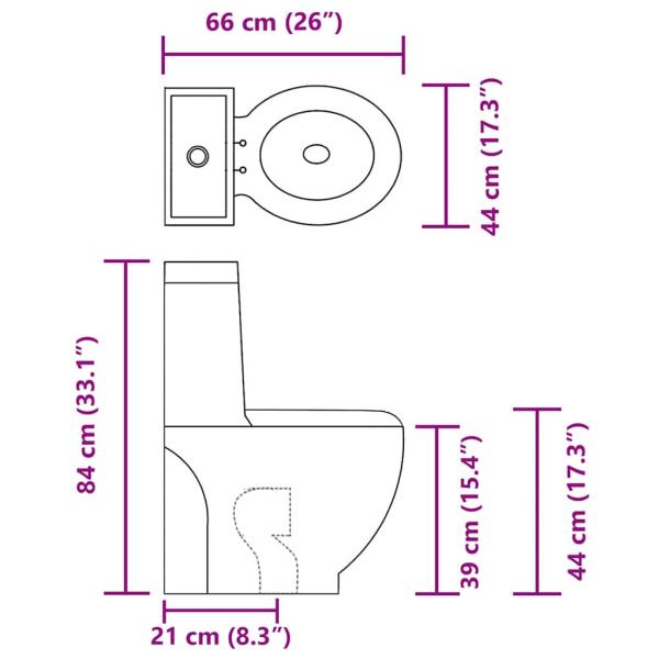 Toilette Rund Keramik Schwarz
