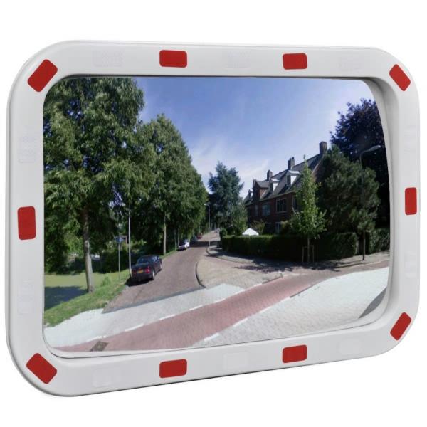 ARDEBO.de - Verkehrsspiegel Konvex Viereckig 40×60 cm mit Reflektoren 