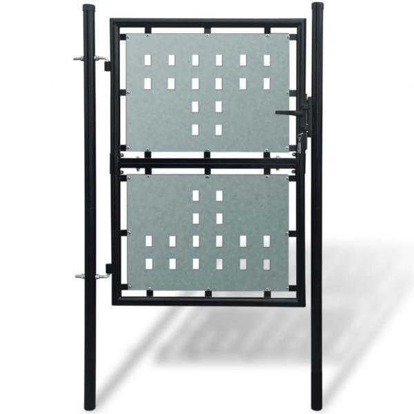 ARDEBO.de - Zauntor (Einzeltor) Schwarz 100x225 cm 