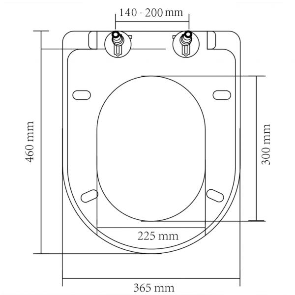 Toilettensitz mit Absenkautomatik und Quick-Release Weiß Eckig