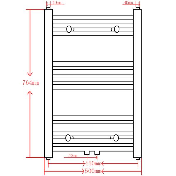 Handtuchheizkörper Warmwasser Gerade Grau 500x764 mm