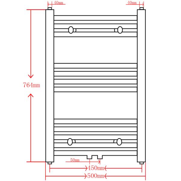 Handtuchheizkörper Warmwasser Gerade Grau 500x764 mm