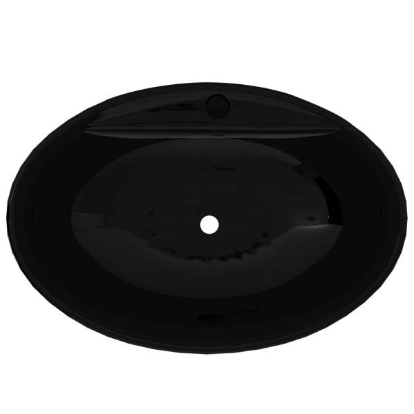 Keramik Waschbecken Hahnloch/Überlaufloch schwarz oval