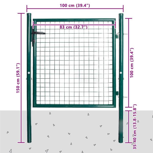 Einzeltür-Gartentor 100x100 cm pulverbeschichteter Stahl