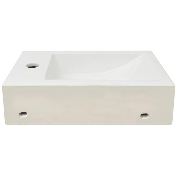 Waschbecken Rechteckig mit Hahnloch Keramik Weiß 46x25,5x12 cm