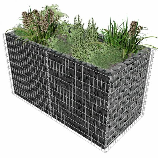 ARDEBO.de - Gabionen-Hochbeet Stahl 180×90×100 cm Silbern