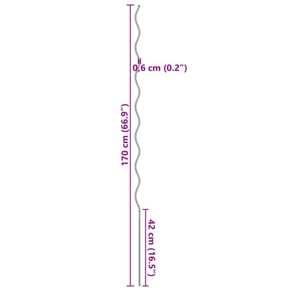 Tomaten-Spiralstäbe 50 Stk. 170 cm Verzinkter Stahl
