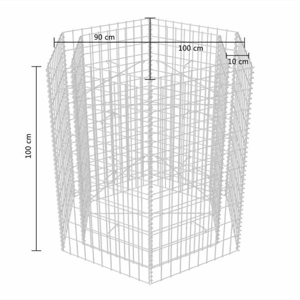 Sechseckiges Gabionen-Hochbeet 100×90×100 cm