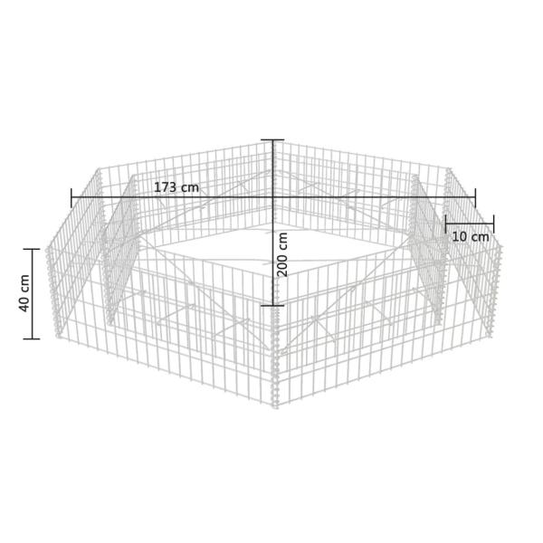 Sechseckiges Gabionen-Hochbeet 200x173x40 cm