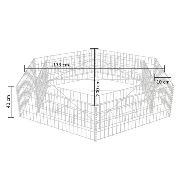 Sechseckiges Gabionen-Hochbeet 200x173x40 cm