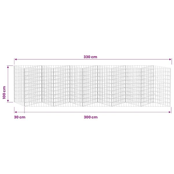 Gabionenkorb Pflanzkasten Gemüse-Hochbeet Stahl 300×30×100 cm