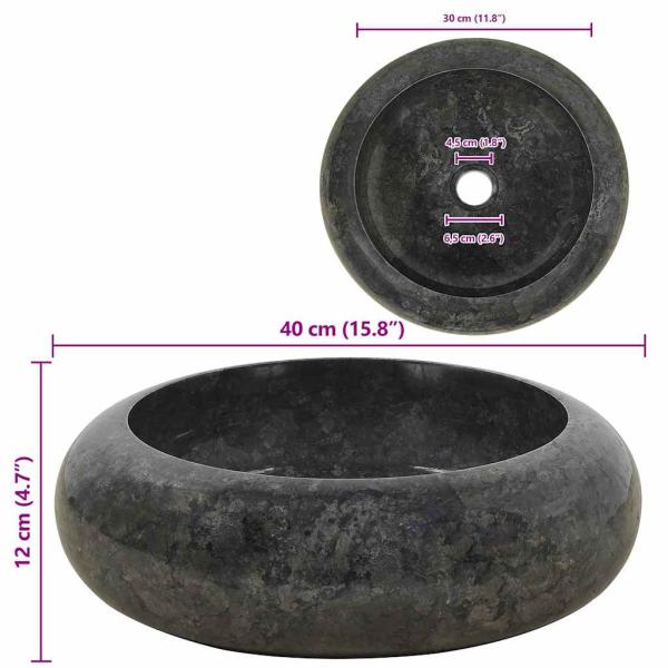 Waschbecken 40x12 cm Marmor Schwarz