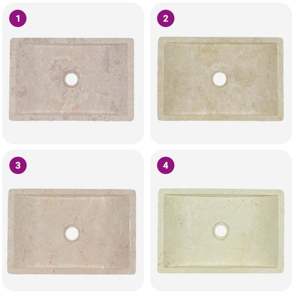 Waschbecken 45x30x12 cm Marmor Hochglanz-Creme