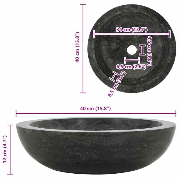 Waschbecken 40x12 cm Marmor Schwarz