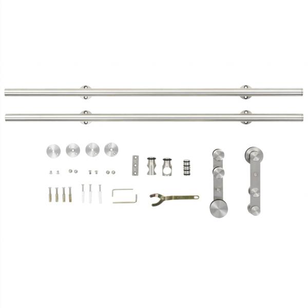 Schiebetür-Beschlagsatz 183 cm Edelstahl Silbern