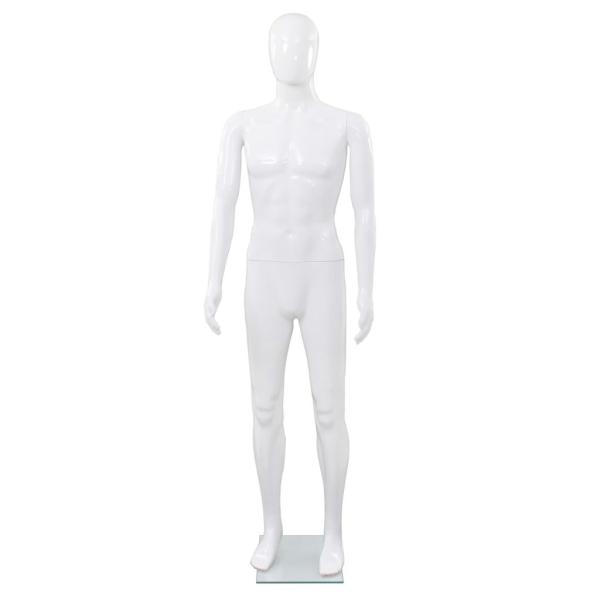 Männliche Schaufensterpuppe mit Glassockel Weiß 185 cm 