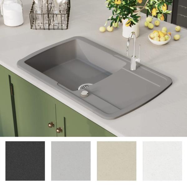 Granitspüle Einzelbecken Grau 