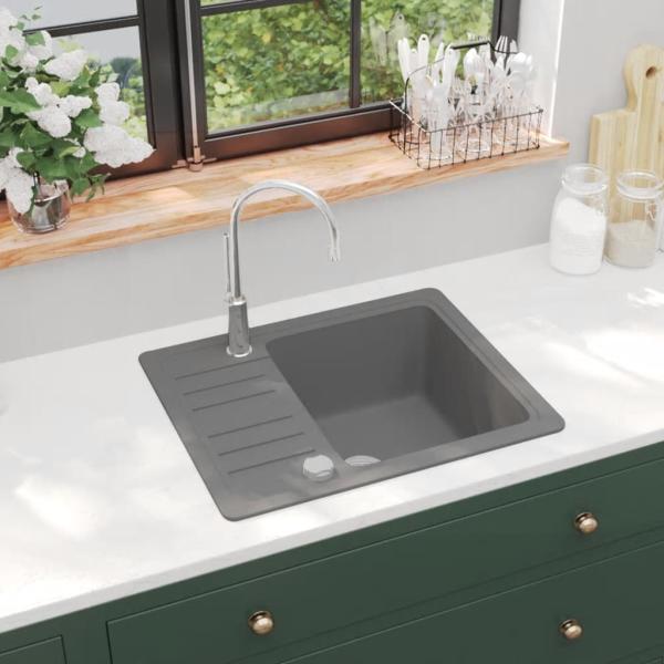 Granitspüle Einzelbecken Grau 