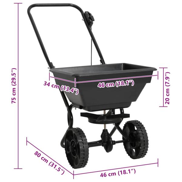 Handstreuwagen Salzstreuer PVC und Stahl 92x46x70 cm 15 L
