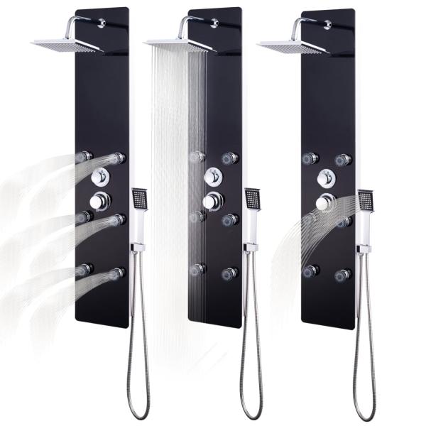 Duschpaneel Glas 25×44,6×130 cm Schwarz 