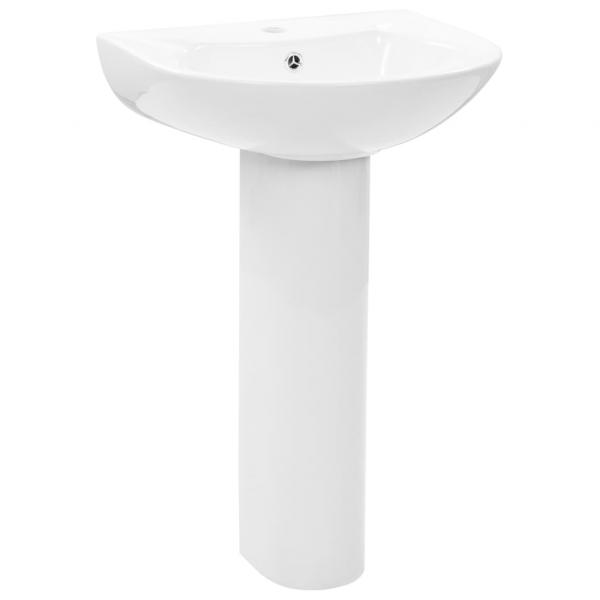 Freistehendes Waschbecken mit Säule Keramik Weiß 520x440x190 mm