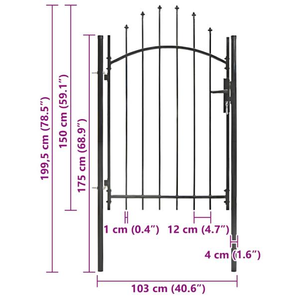 Gartentor Stahl 1 x 2 m Schwarz