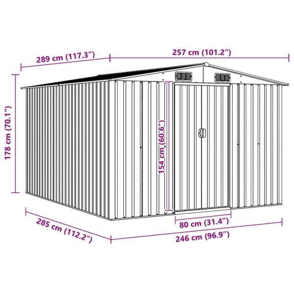 Gartenhaus 257x298x178 cm Metall Grau