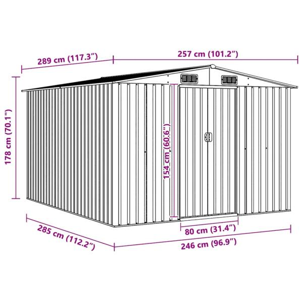 Gartenhaus 257x298x178 cm Metall Grau