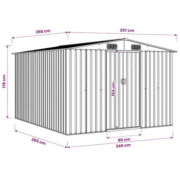 Gerätehaus 257x298x178 cm Metall Anthrazit