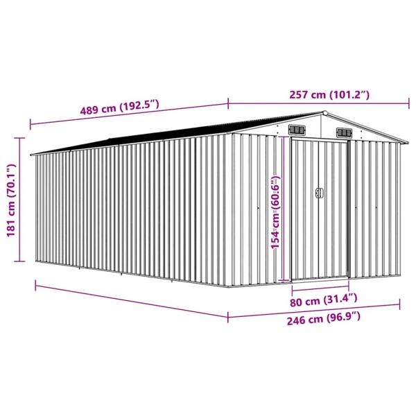 Gerätehaus 257x489x181 cm Metall Braun