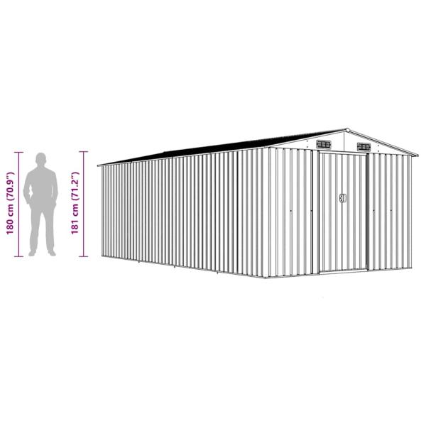 Gerätehaus 257x489x181 cm Metall Braun