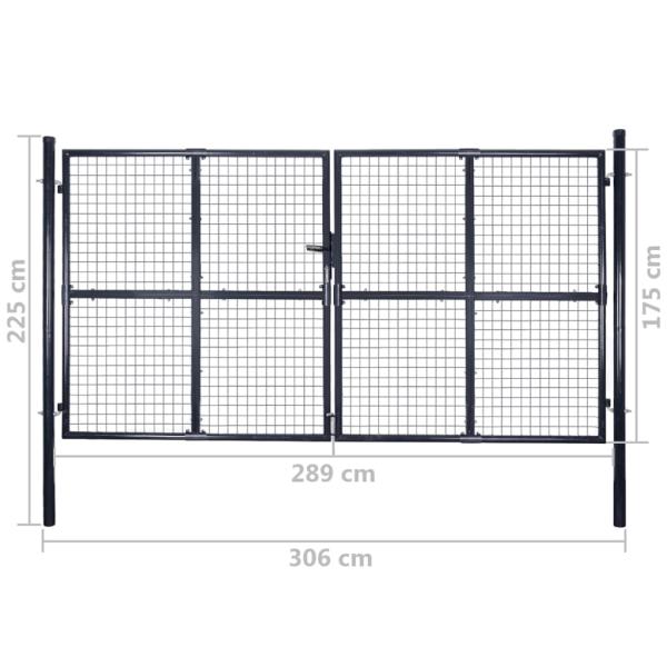 Mesh-Gartentor Verzinkter Stahl 289 x 175 cm Grau