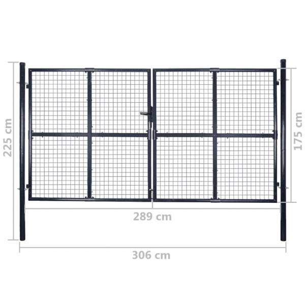 Mesh-Gartentor Verzinkter Stahl 289 x 175 cm Grau
