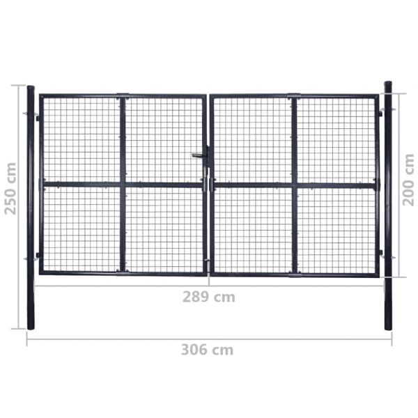 Mesh-Gartentor Verzinkter Stahl 289 x 200 cm Grau