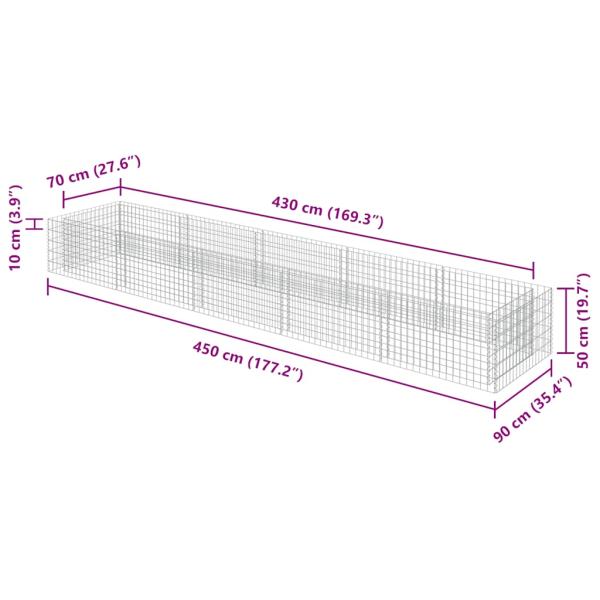Gabionen-Hochbeet Verzinkter Stahl 450×90×50 cm