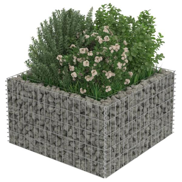 Gabionen-Hochbeet Verzinkter Stahl 90×90×50 cm